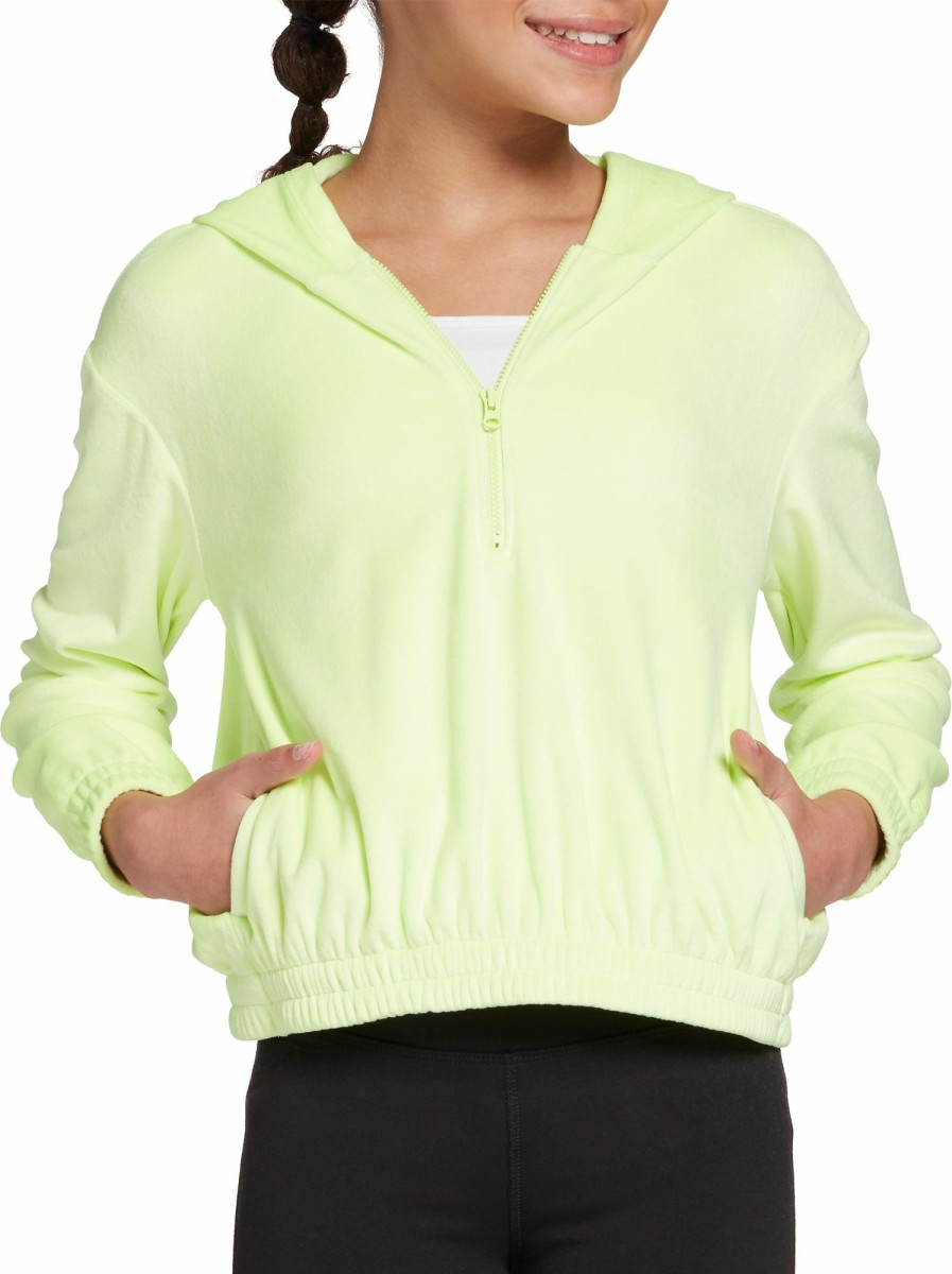 Sweatshirts * | Dsg Girls' Velour 1/4 Zip Hoodie For Girls'