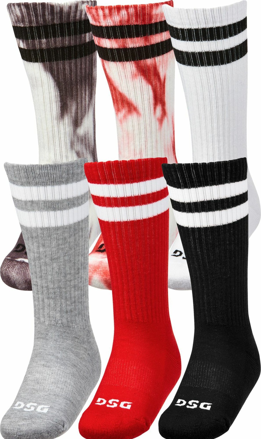 Socks * | Dsg Boys' Athletic Crew Socks Multicolor 6-Pack For Boys' Multi Print