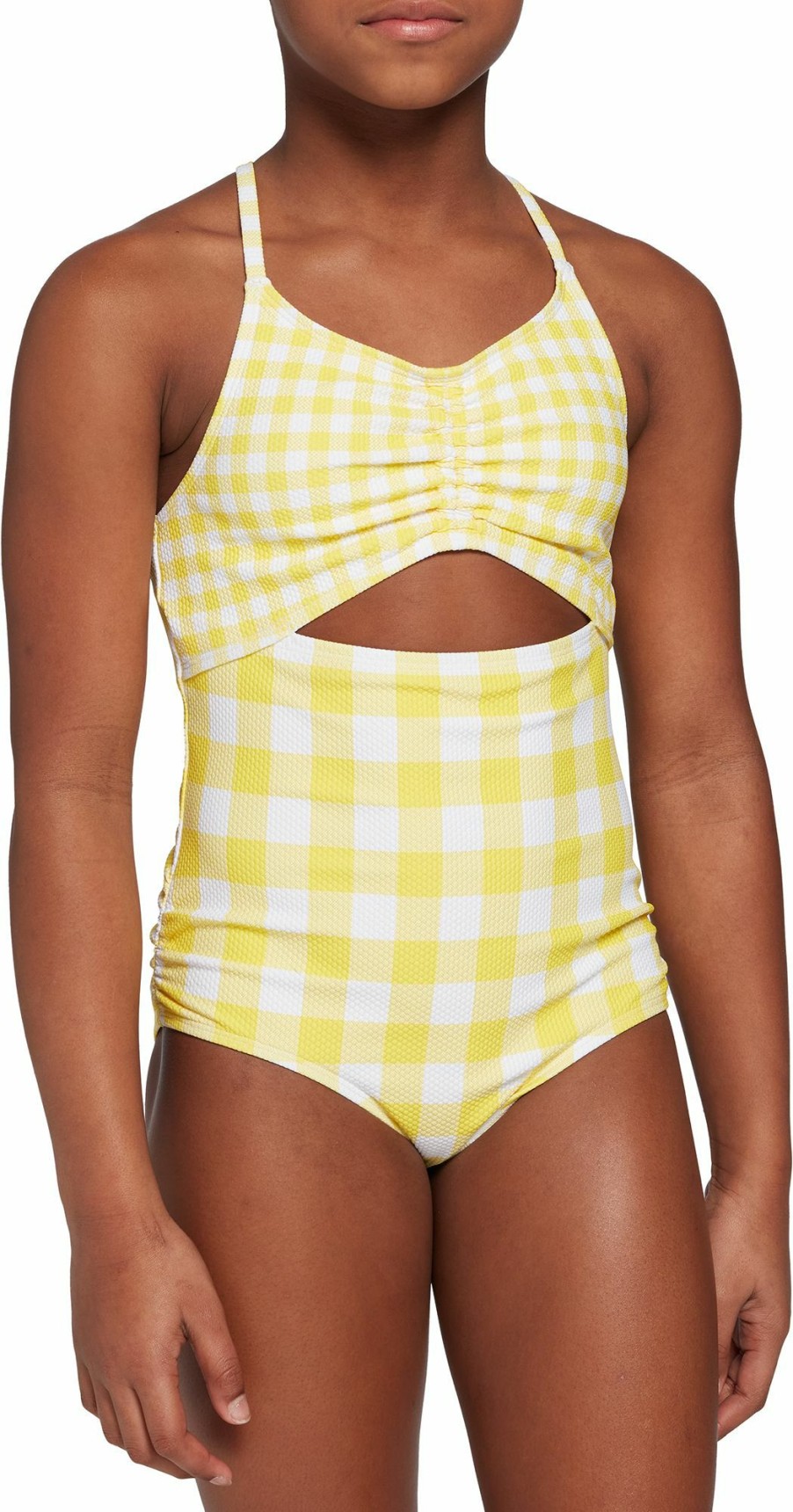 Swimsuits * | Dsg Girls' Fashion Tie Front One Piece Swimsuit For Girls' Picnic Gingham