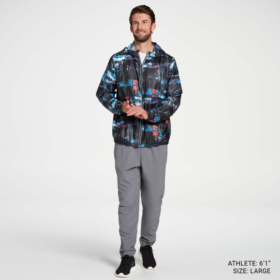 Jackets * | Dsg Men'S Lightweight Run Jacket For Men Red White Glitch Print