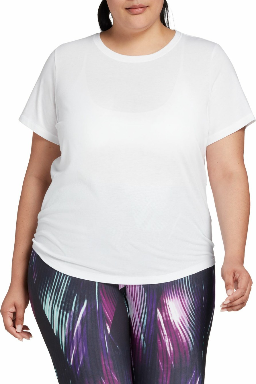 Shirts * | Dsg Women'S Plus Size Performance Split Back Cotton T-Shirt For Women Pure White