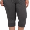 Pants * | Dsg Women'S Plus Size Cotton Jersey Jogger Capris For Women Asphalt Heather