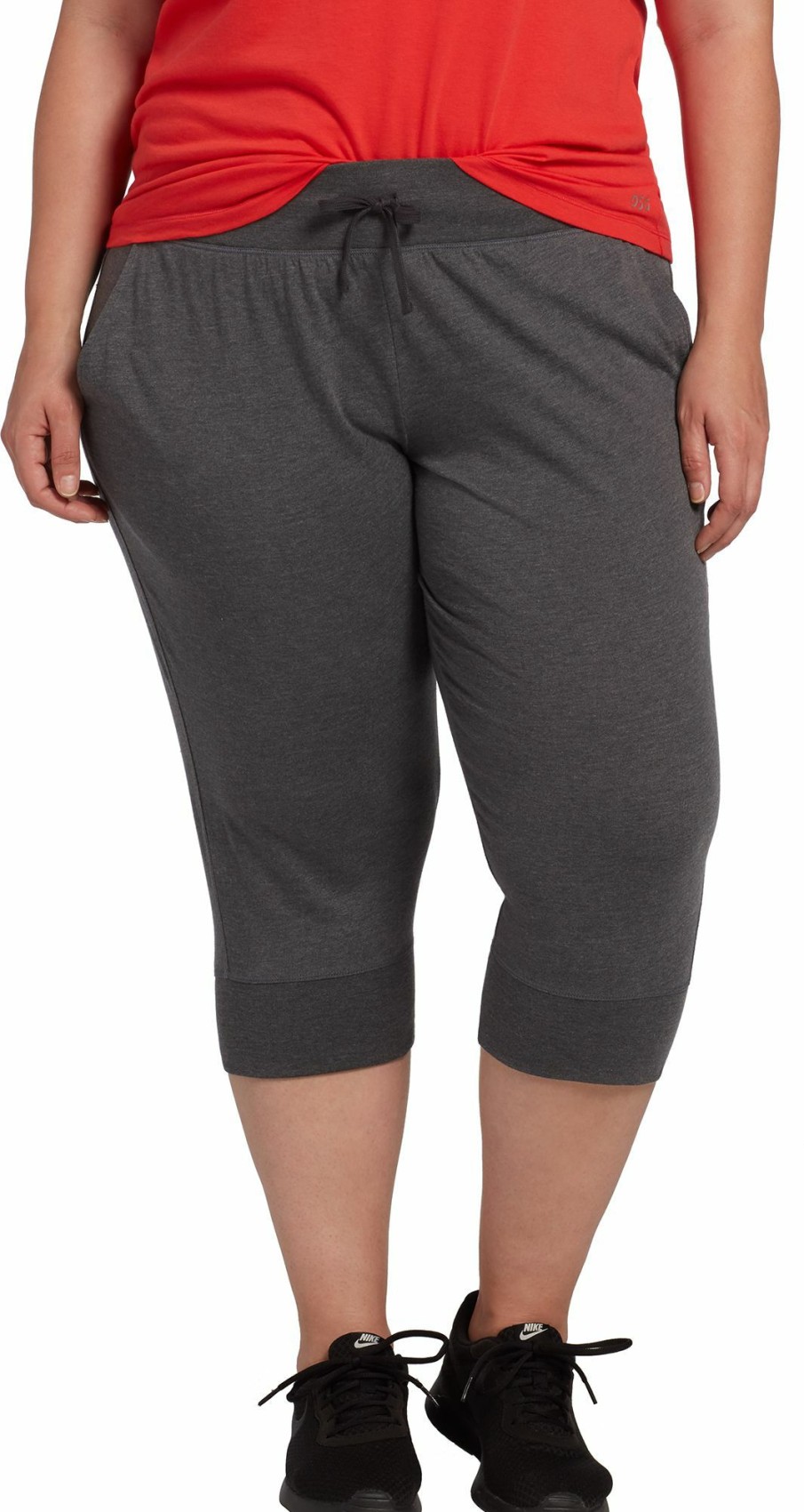 Pants * | Dsg Women'S Plus Size Cotton Jersey Jogger Capris For Women Asphalt Heather