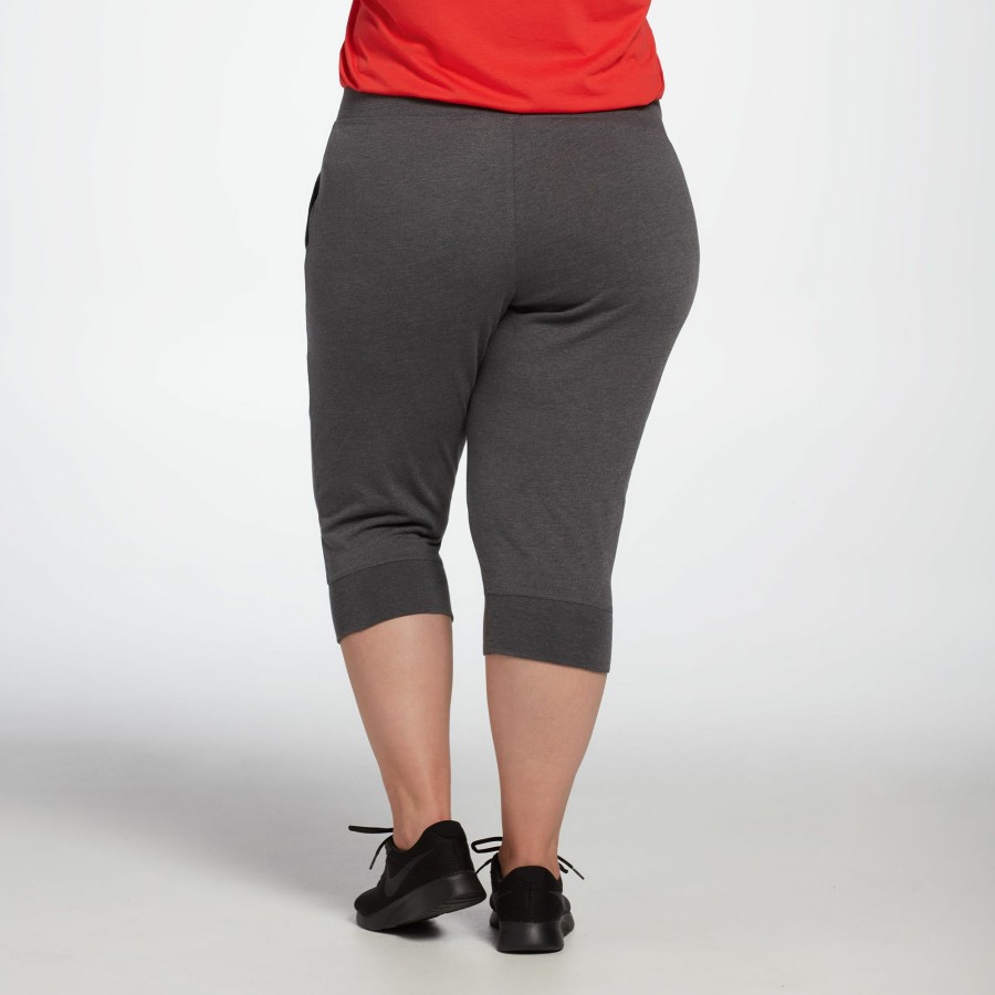 Pants * | Dsg Women'S Plus Size Cotton Jersey Jogger Capris For Women Asphalt Heather