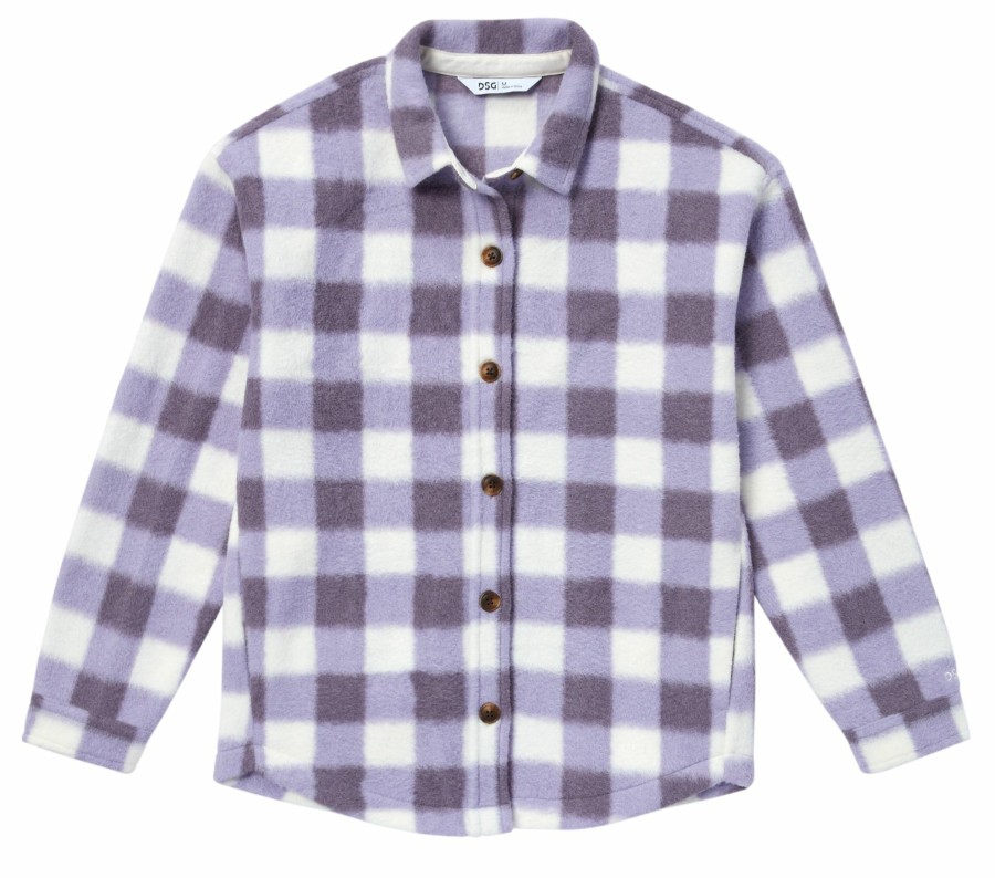 Jackets * | Dsg Girls' Plaid Shacket For Girls' Buffalo Plaid Lavender