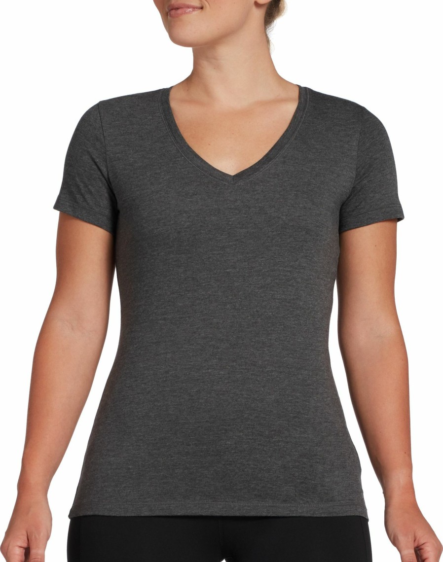 Shirts * | Dsg Women'S Core Cotton Jersey V-Neck T-Shirt For Women Dark Heather Gray