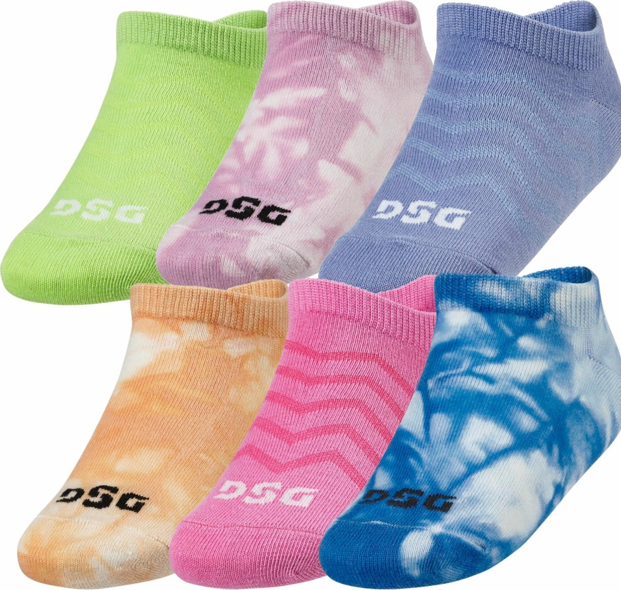 Socks * | Dsg Girls' Tie Dye Low Cut Liner Socks 6 Pack For Girls' Multi