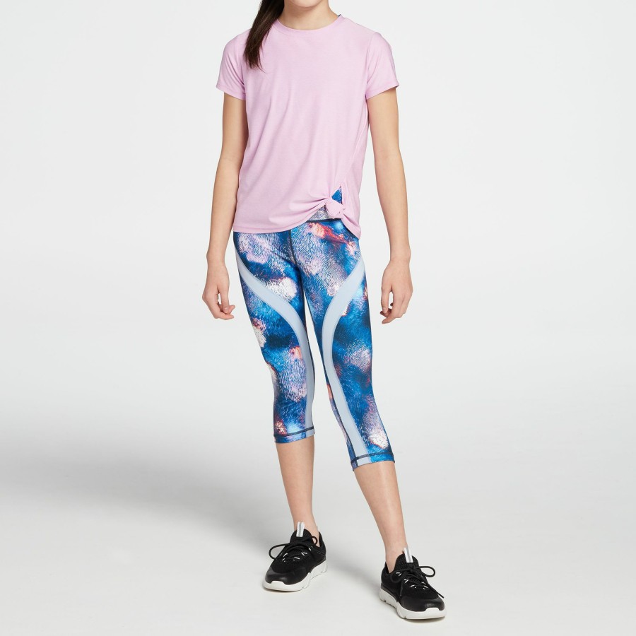 Pants * | Dsg Girls' Printed Pieced Capris For Girls' Cosmic Light Cobalt