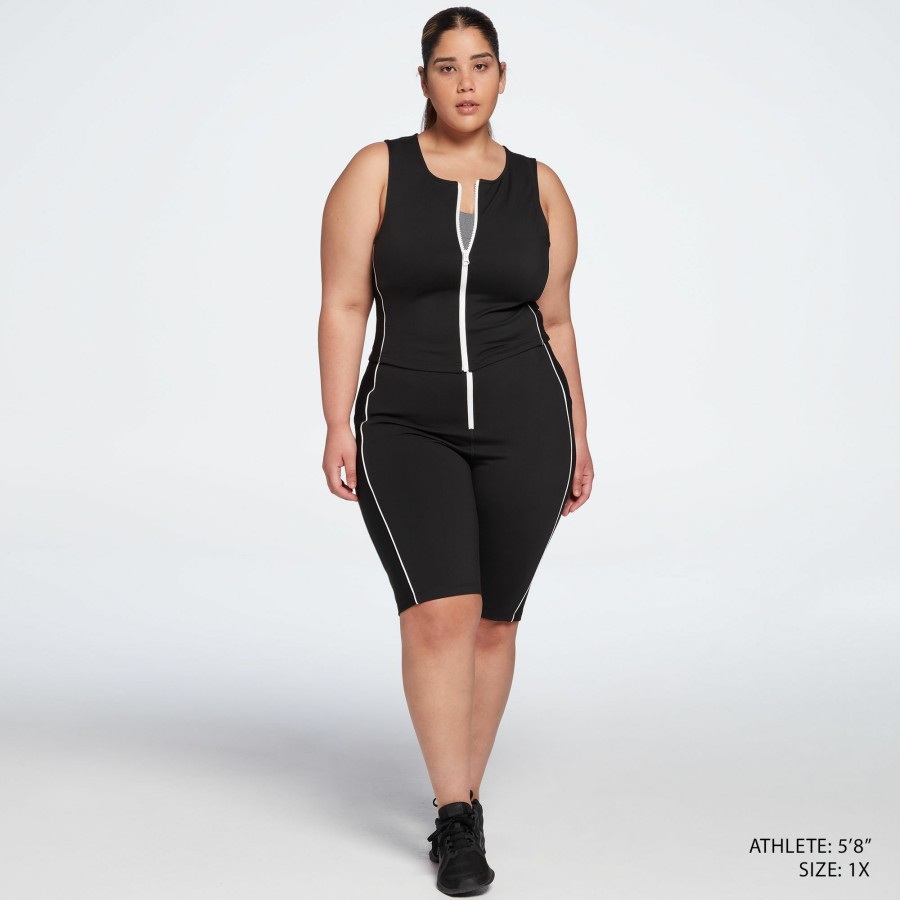 Shirts * | Dsg X Twitch + Allison Women'S Long Zip Front Longline Tank Top For Women Pure Black