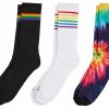 Socks * | Dsg Adult Pride Tie Dye Stripe Crew Socks 3 Pack For Women Rainbow Multi