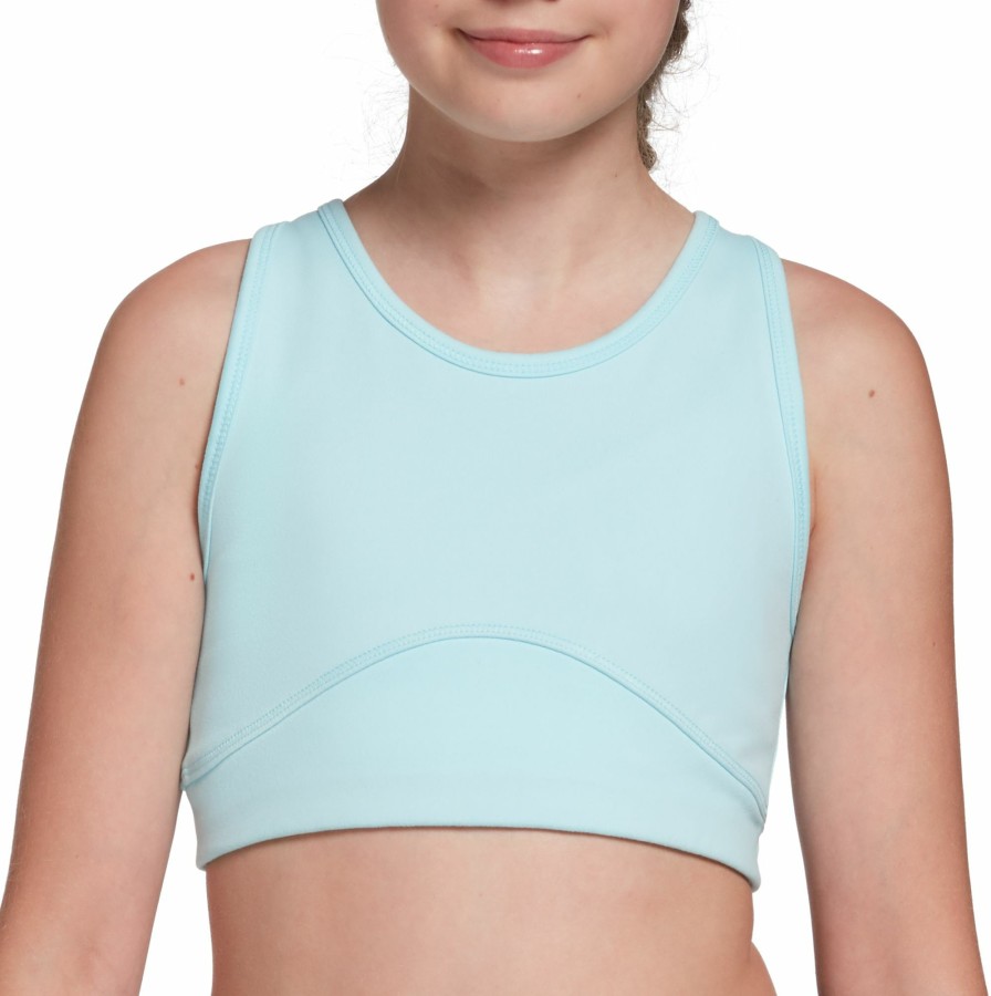 Sports Bras * | Dsg Girls' Core Long Line Sports Bra For Girls' Iced Blue/Blue Blaze