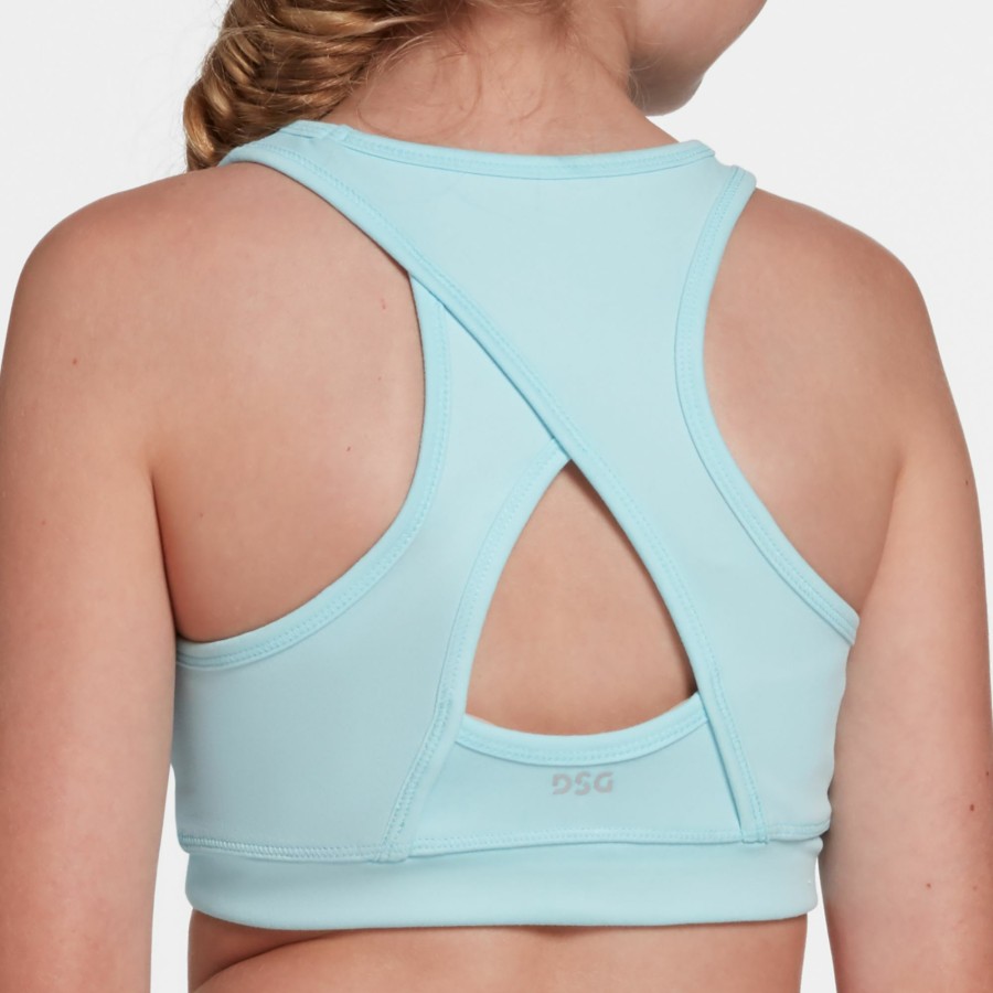 Sports Bras * | Dsg Girls' Core Long Line Sports Bra For Girls' Iced Blue/Blue Blaze