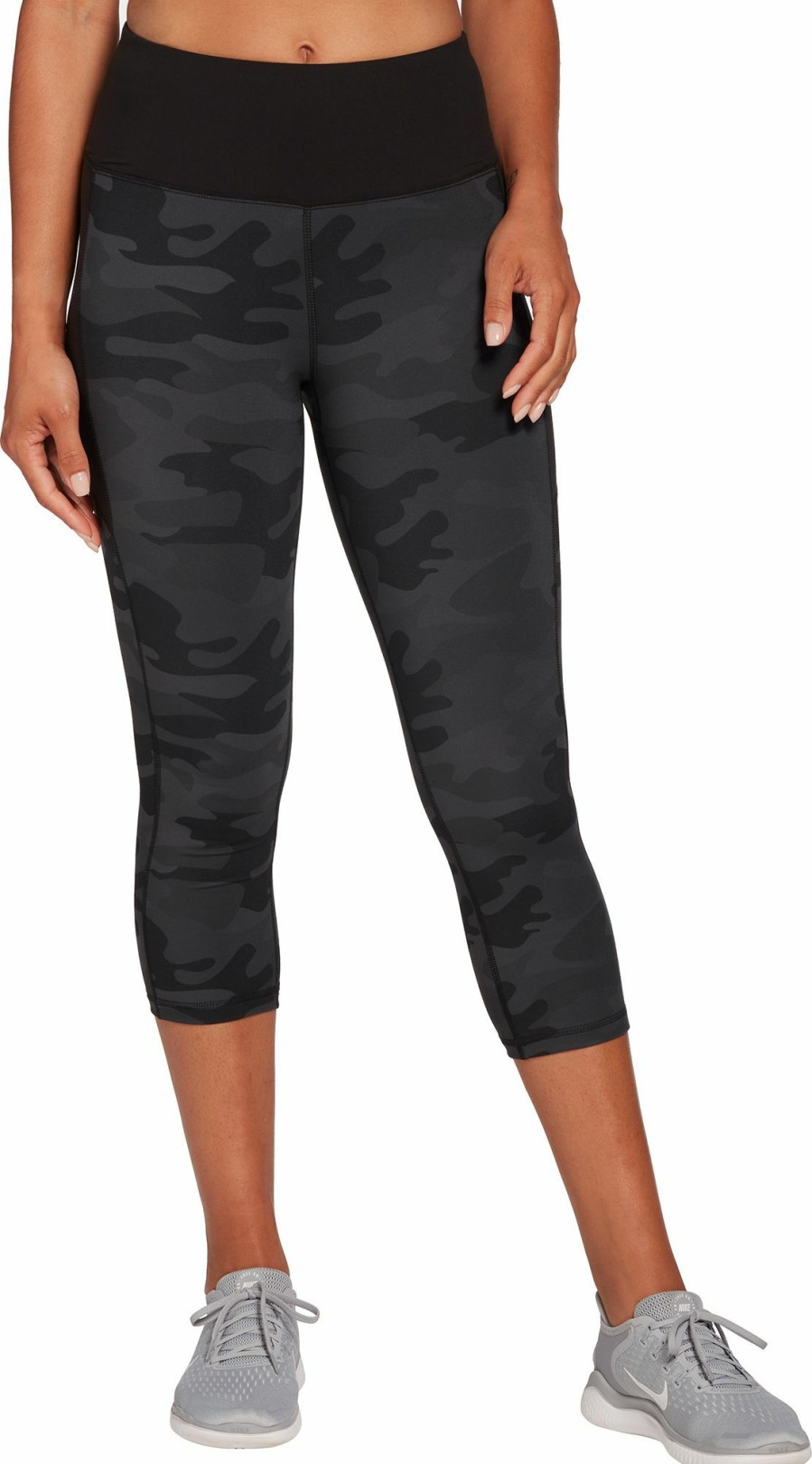 Pants * | Dsg Women'S Fashion Print Capri Leggings For Women Traditional Camo Black