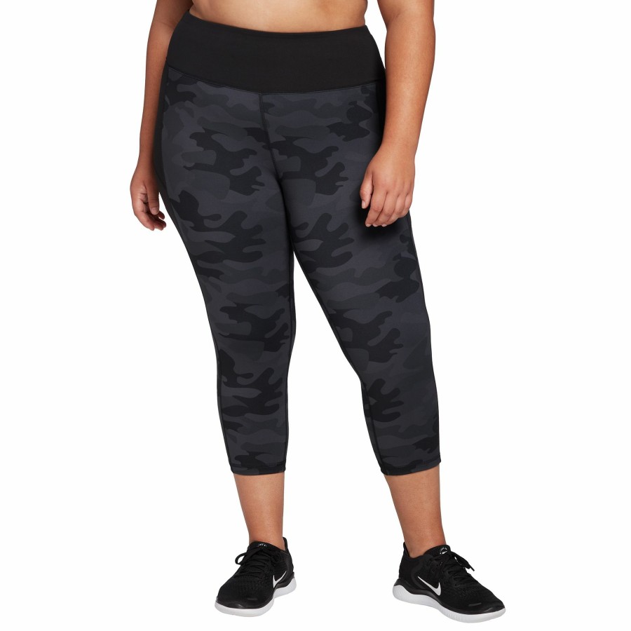 Pants * | Dsg Women'S Fashion Print Capri Leggings For Women Traditional Camo Black