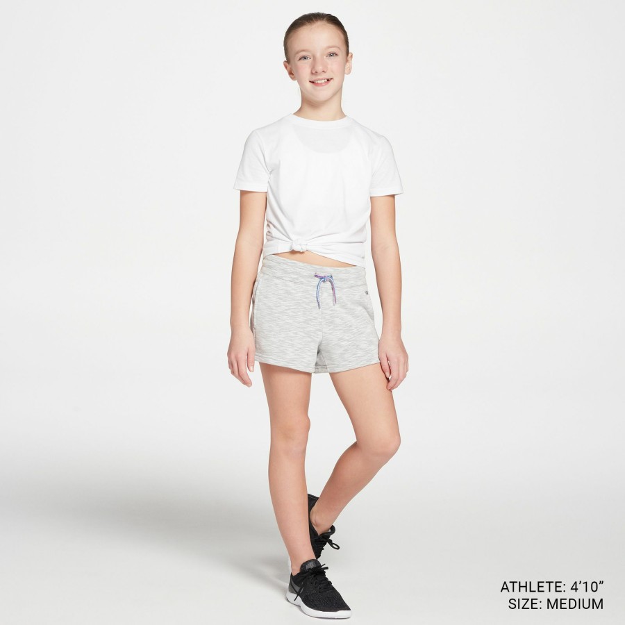 Shorts * | Dsg Girls' Slub Cotton Fleece Shorts For Girls' Asphalt/Pure White