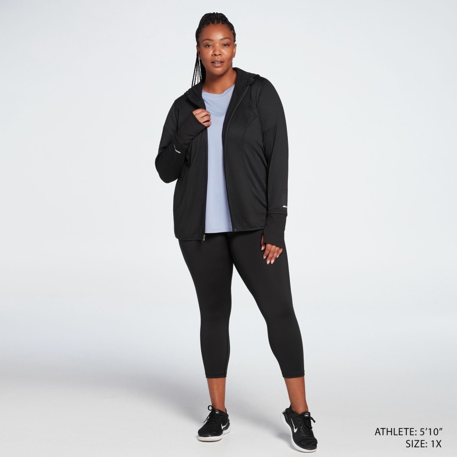 Jackets * | Dsg Women'S Grid Full-Zip Running Jacket For Women Pure Black