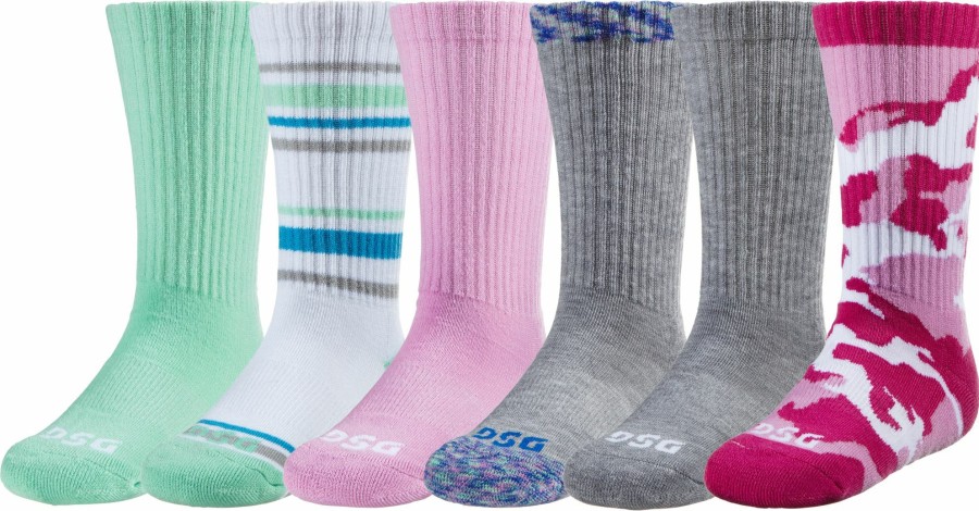 Socks * | Dsg Girls' Multipack Crew Socks 6 Pack For Girls' Multi Prints